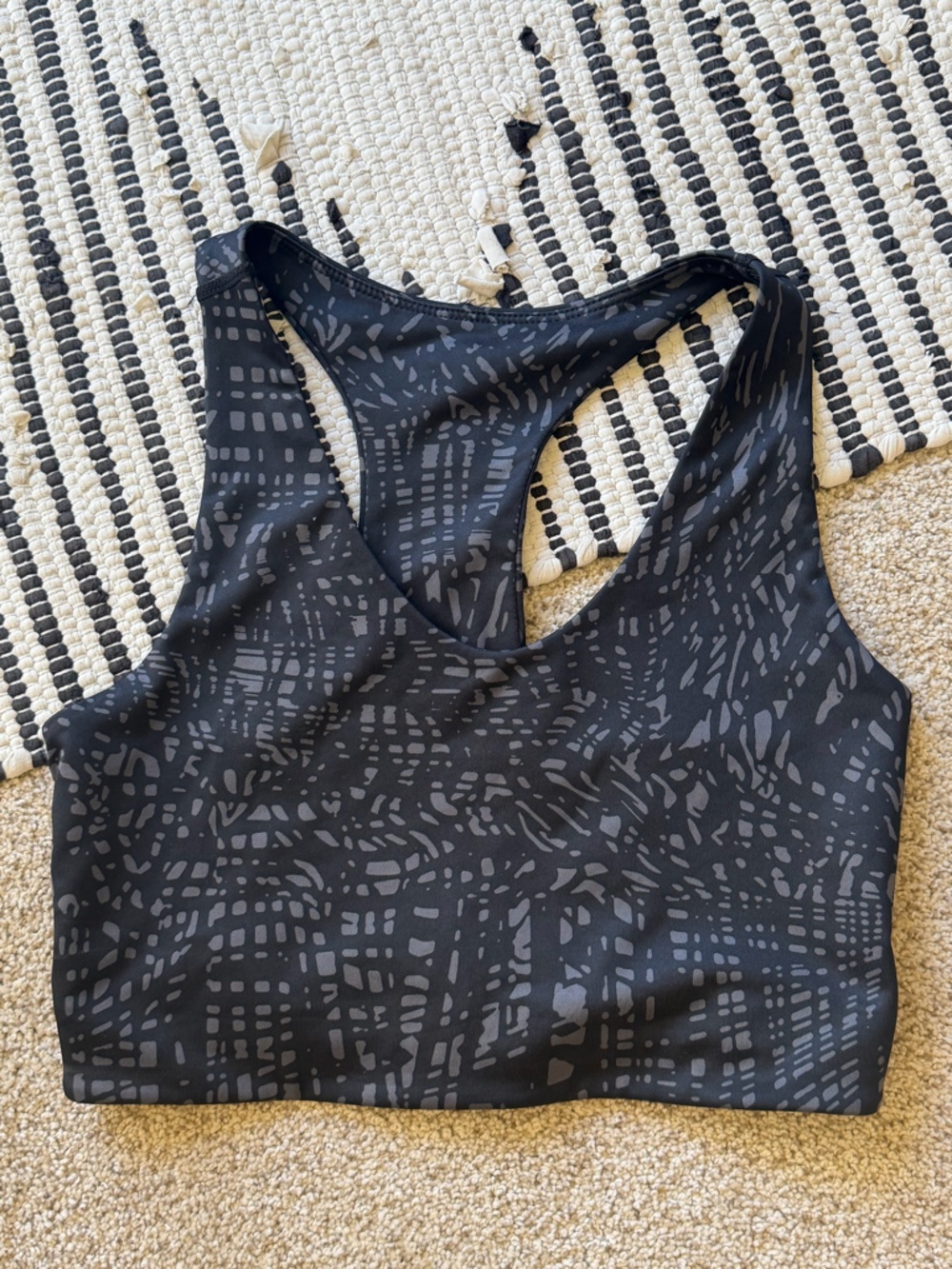 Zella Black and Gray Abstract Print Athletic Tank